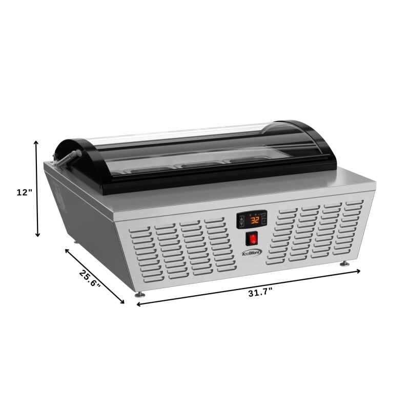 32 in. 4-Pan Countertop Ice Cream Display Freezer with Curved Glass Top in Stainless-Steel KMCGDR4P, product image 3 of 13