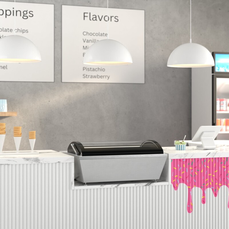 32 in. 4-Pan Countertop Ice Cream Display Freezer with Curved Glass Top in Stainless-Steel KMCGDR4P, product image 5 of 13