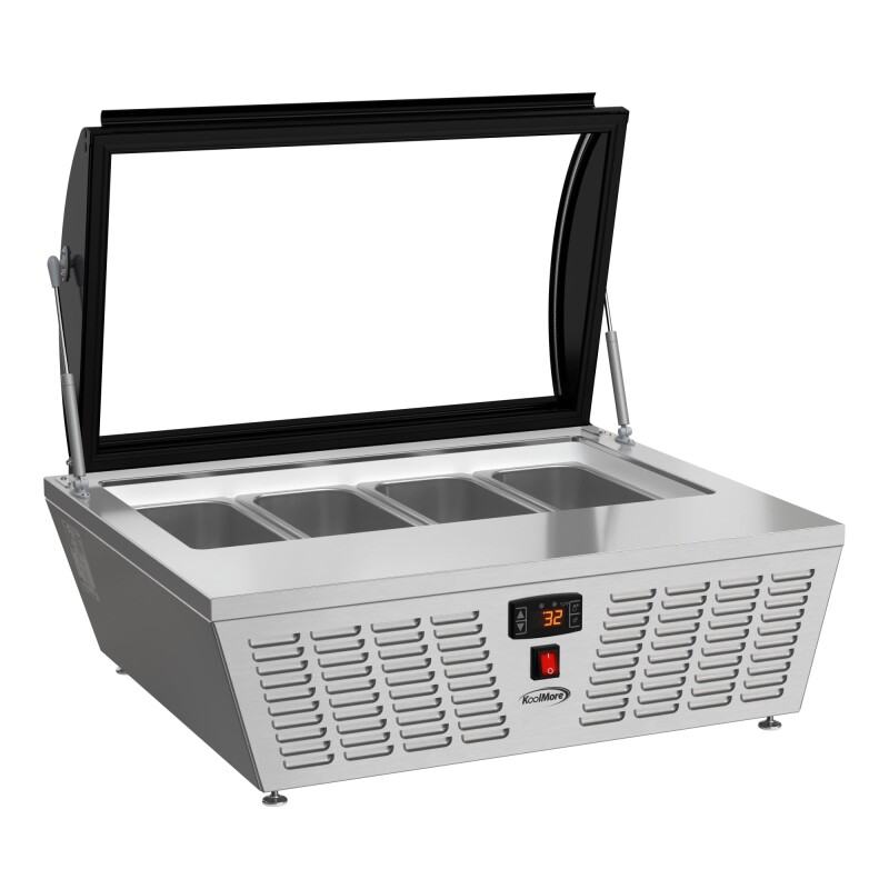 32 in. 4-Pan Countertop Ice Cream Display Freezer with Curved Glass Top in Stainless-Steel KMCGDR4P, product image 7 of 13
