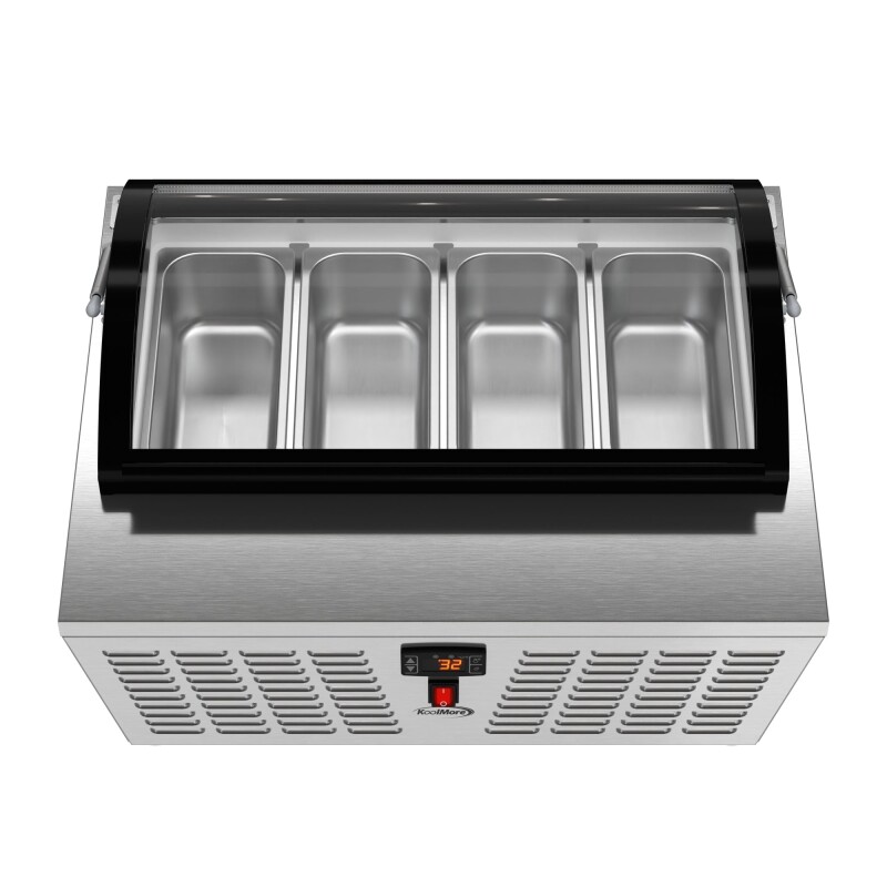 32 in. 4-Pan Countertop Ice Cream Display Freezer with Curved Glass Top in Stainless-Steel KMCGDR4P, product image 8 of 13