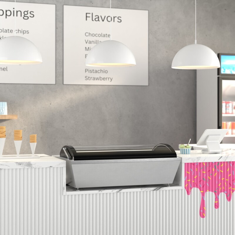 39 in. 5-Pan Countertop Ice Cream Display Freezer with Curved Glass Top in Stainless-Steel KMCGDR5P, product image 5 of 13