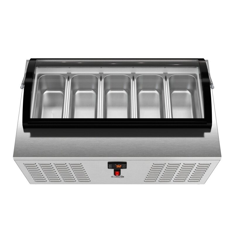 39 in. 5-Pan Countertop Ice Cream Display Freezer with Curved Glass Top in Stainless-Steel KMCGDR5P, product image 6 of 13