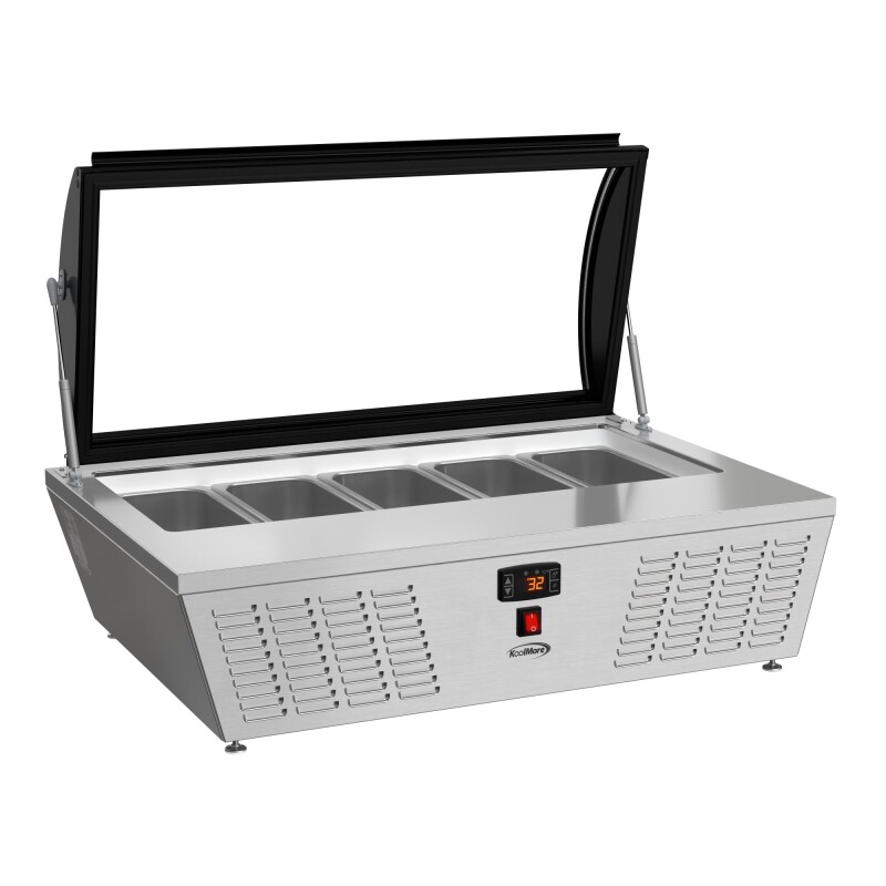 39 in. 5-Pan Countertop Ice Cream Display Freezer with Curved Glass Top in Stainless-Steel KMCGDR5P, product image 7 of 13