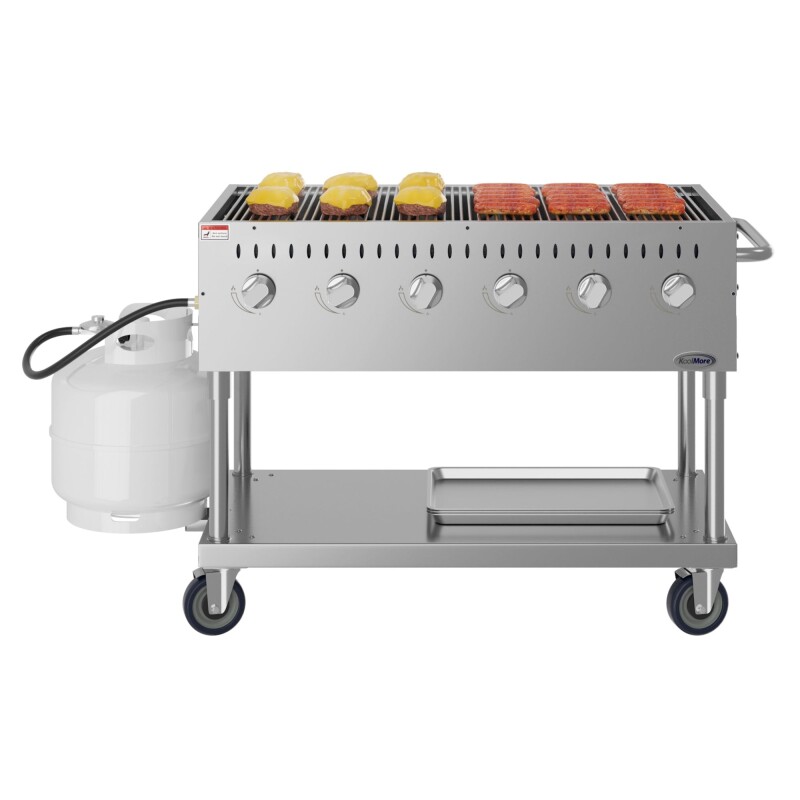 48 in. Commercial Mobile Outdoor Grill Stainless Steel, ETL Listed in Stainless-Steel KMCGM48
