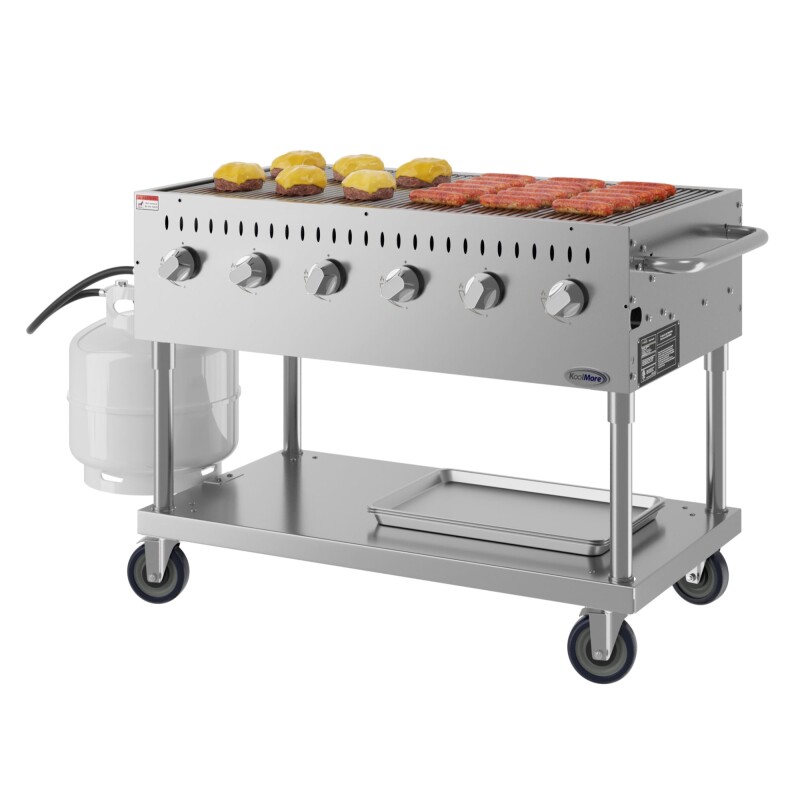 48 in. Commercial Mobile Outdoor Grill Stainless Steel, ETL Listed in Stainless-Steel KMCGM48, product image 2 of 11