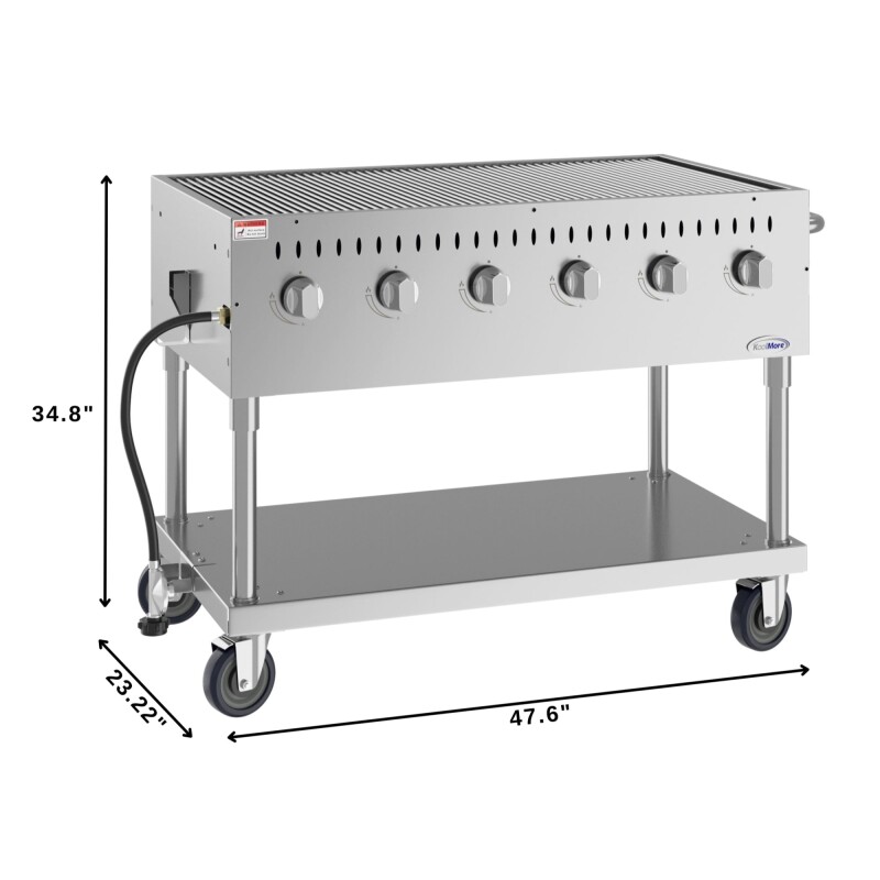 48 in. Commercial Mobile Outdoor Grill Stainless Steel, ETL Listed in Stainless-Steel KMCGM48, product image 3 of 11