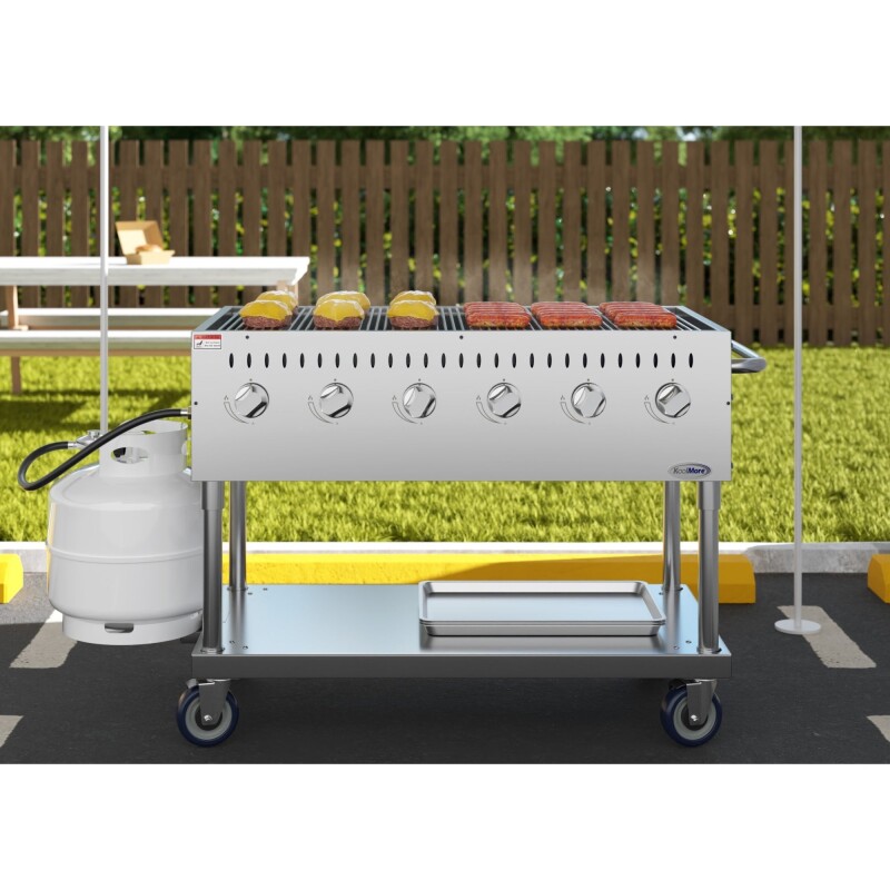 48 in. Commercial Mobile Outdoor Grill Stainless Steel, ETL Listed in Stainless-Steel KMCGM48, product image 4 of 11