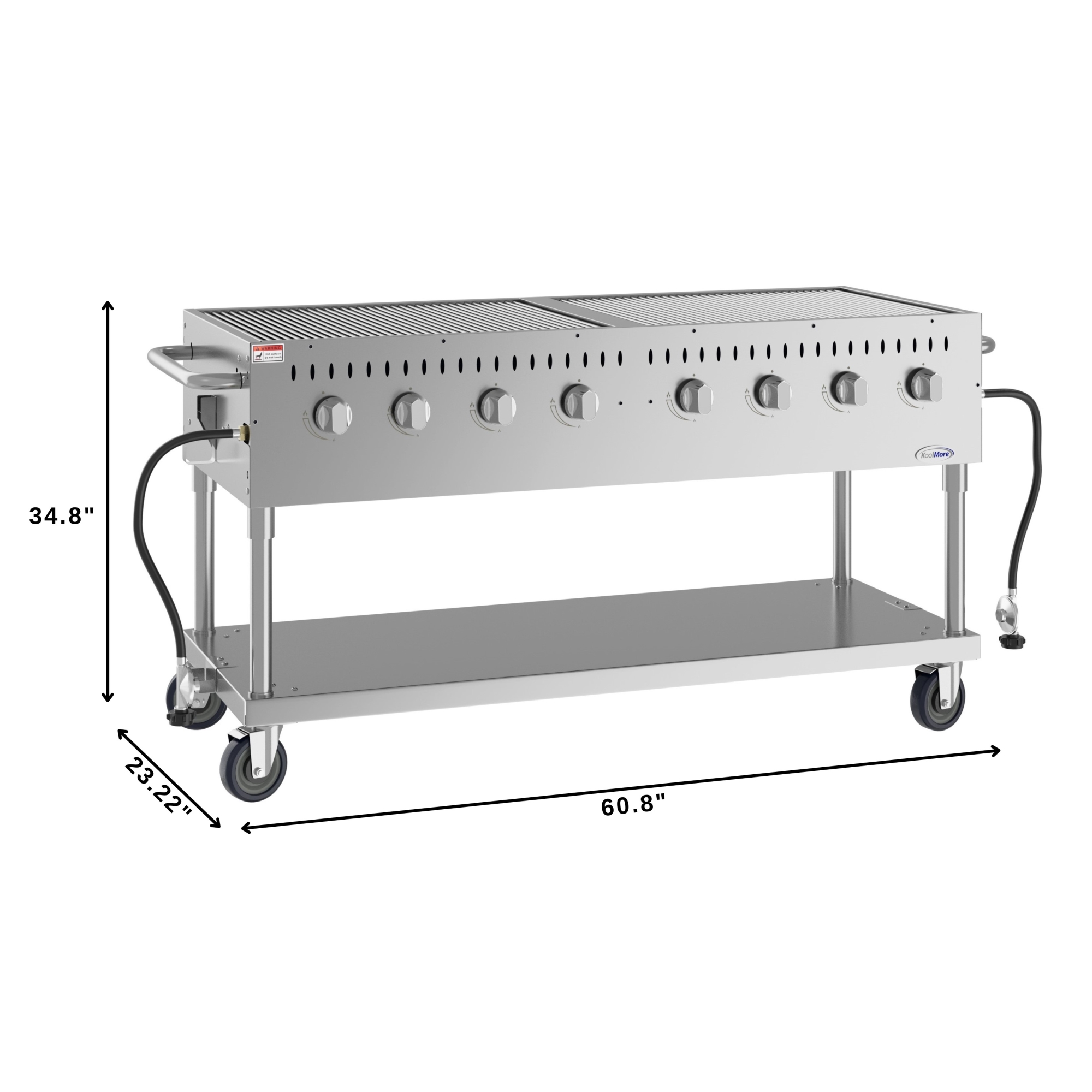 60 in. Commercial Mobile Outdoor Propane Gas Grill, ETL Listed, Stainless-Steel KMCGM60