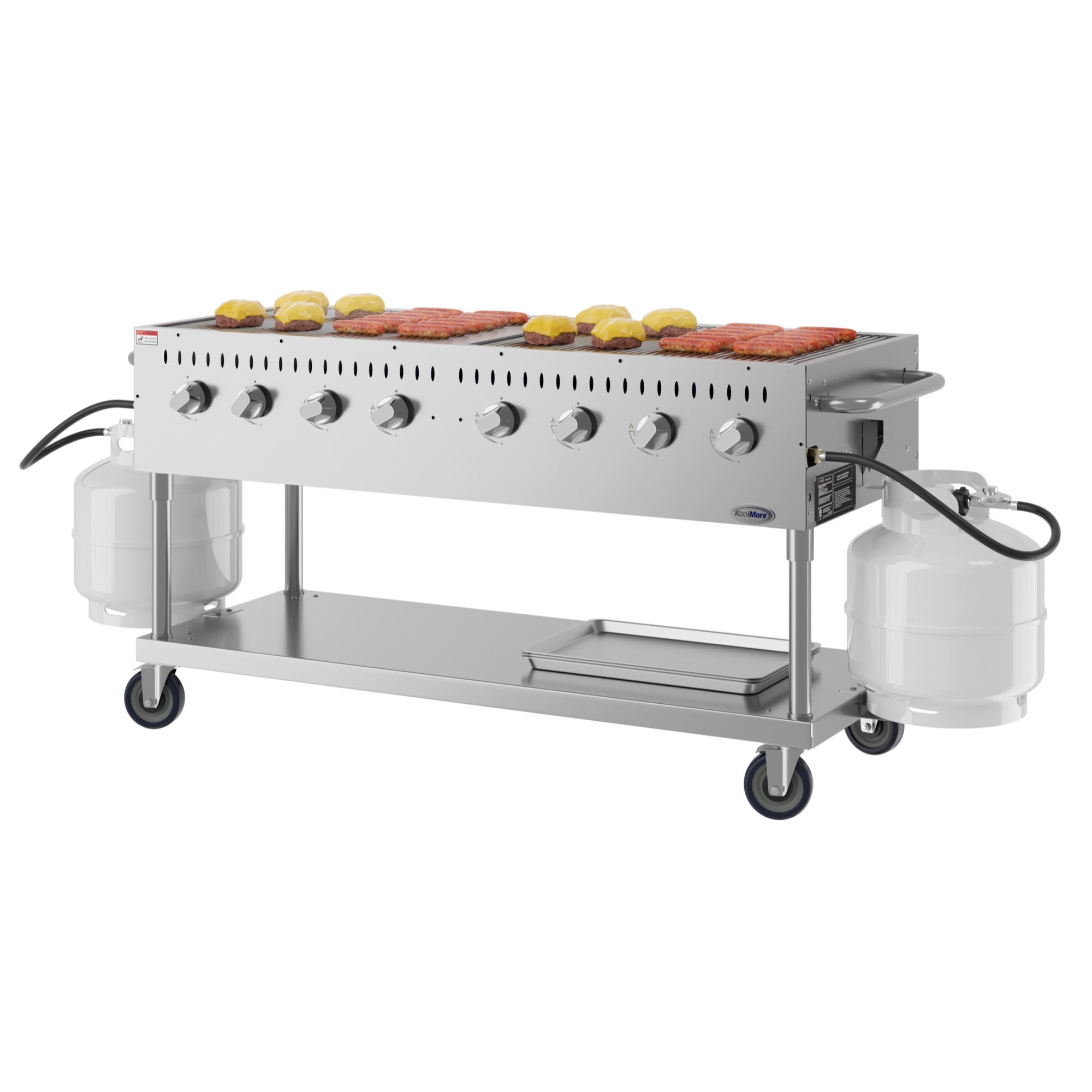 60 in. Commercial Mobile Outdoor Propane Gas Grill, ETL Listed, Stainless-Steel KMCGM60