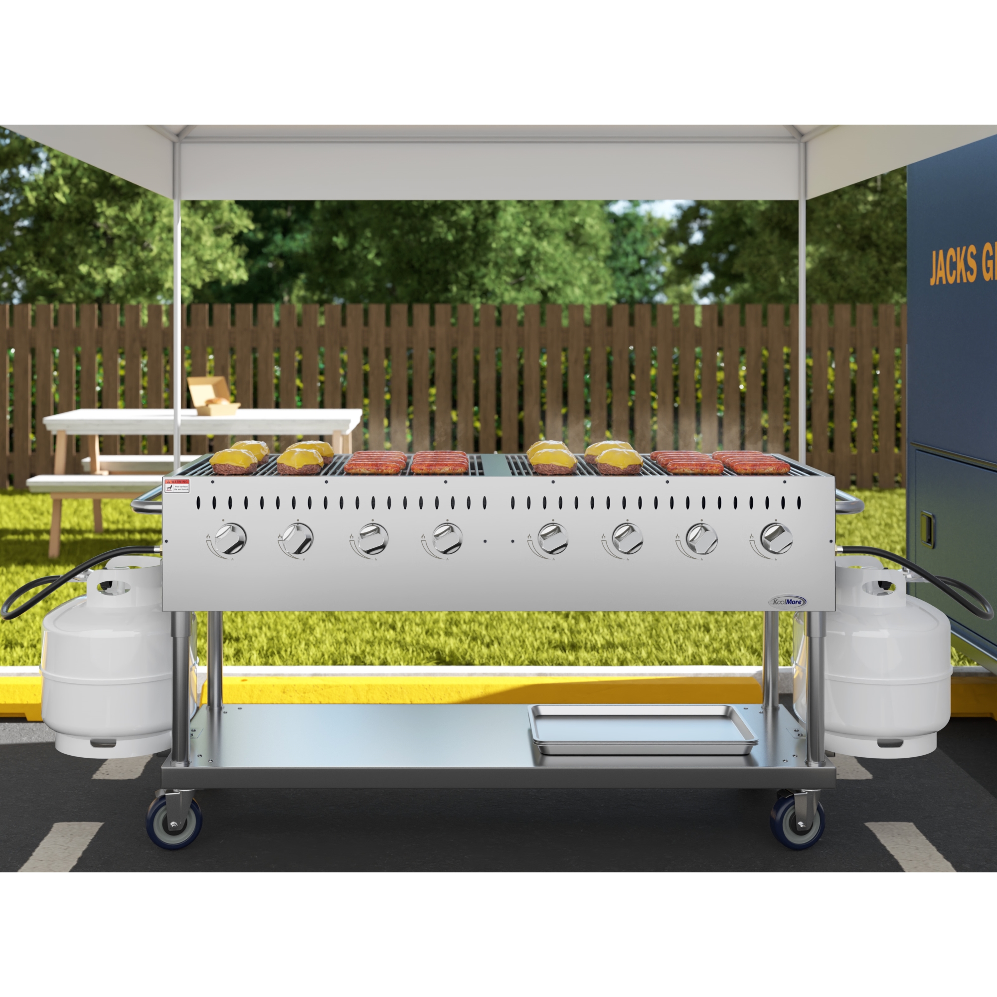 60 in. Commercial Mobile Outdoor Propane Gas Grill, ETL Listed, Stainless-Steel KMCGM60
