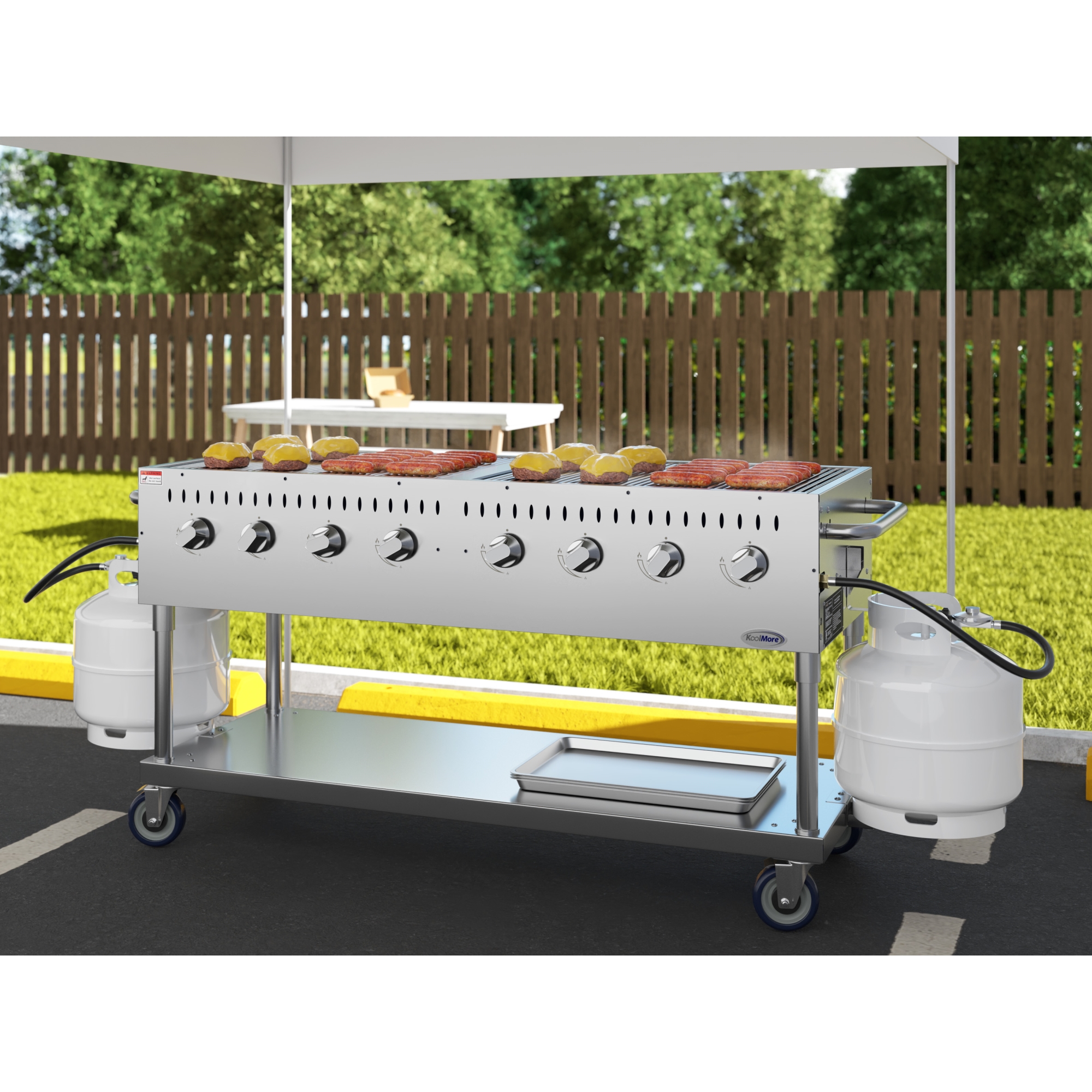 60 in. Commercial Mobile Outdoor Propane Gas Grill, ETL Listed, Stainless-Steel KMCGM60