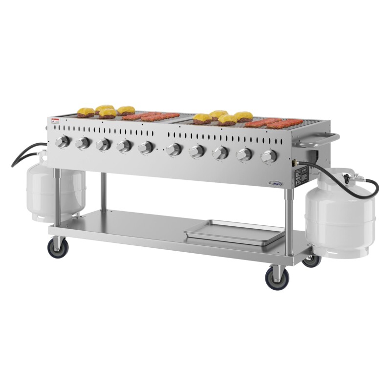 72 in. Commercial Mobile Outdoor Propane Gas Grill, ETL Listed in Stainless-Steel KMCGM72, product image 2 of 11