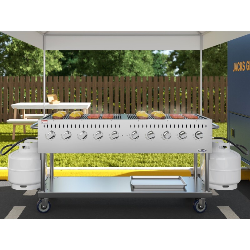 72 in. Commercial Mobile Outdoor Propane Gas Grill, ETL Listed in Stainless-Steel KMCGM72, product image 4 of 11