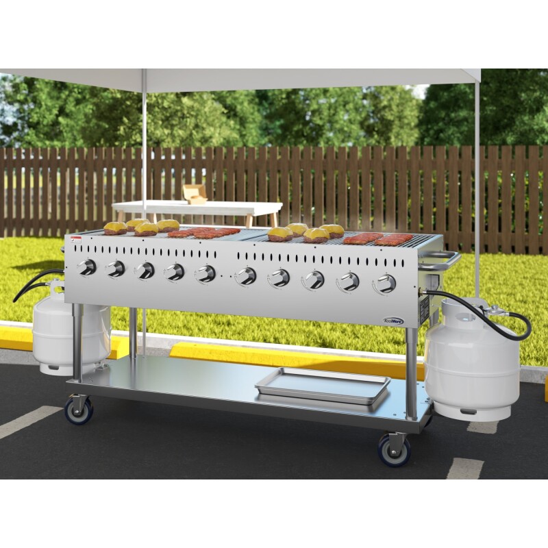 72 in. Commercial Mobile Outdoor Propane Gas Grill, ETL Listed in Stainless-Steel KMCGM72, product image 5 of 11