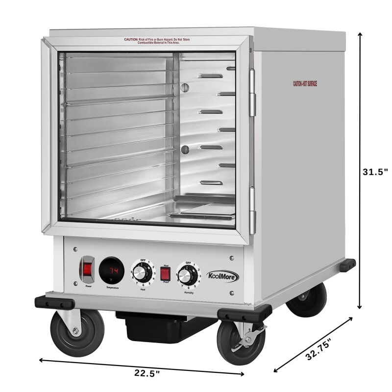 33 in. Commercial Insulated Half-Size Heated Holding Proofing Cabinet with 12-Pan Capacity and Glass Door in Silver KMCHP12SIGL, product image 2 of 11