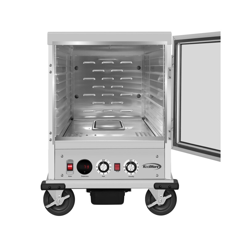 33 in. Commercial Insulated Half-Size Heated Holding Proofing Cabinet with 12-Pan Capacity and Glass Door in Silver KMCHP12SIGL, product image 6 of 11