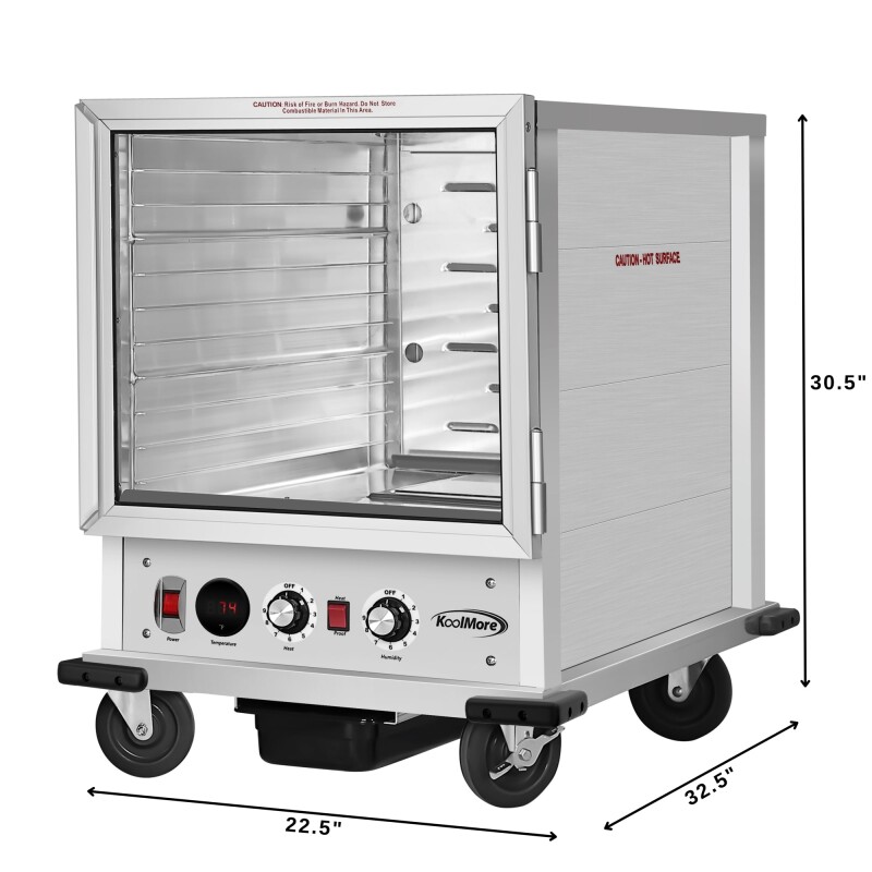 33 in. Commercial Non-Insulated Half Size Heated Holding/Proofing Cabinet with Glass Door and 12-Pan Capacity in Silver KMCHP12SNGL, product image 3 of 12