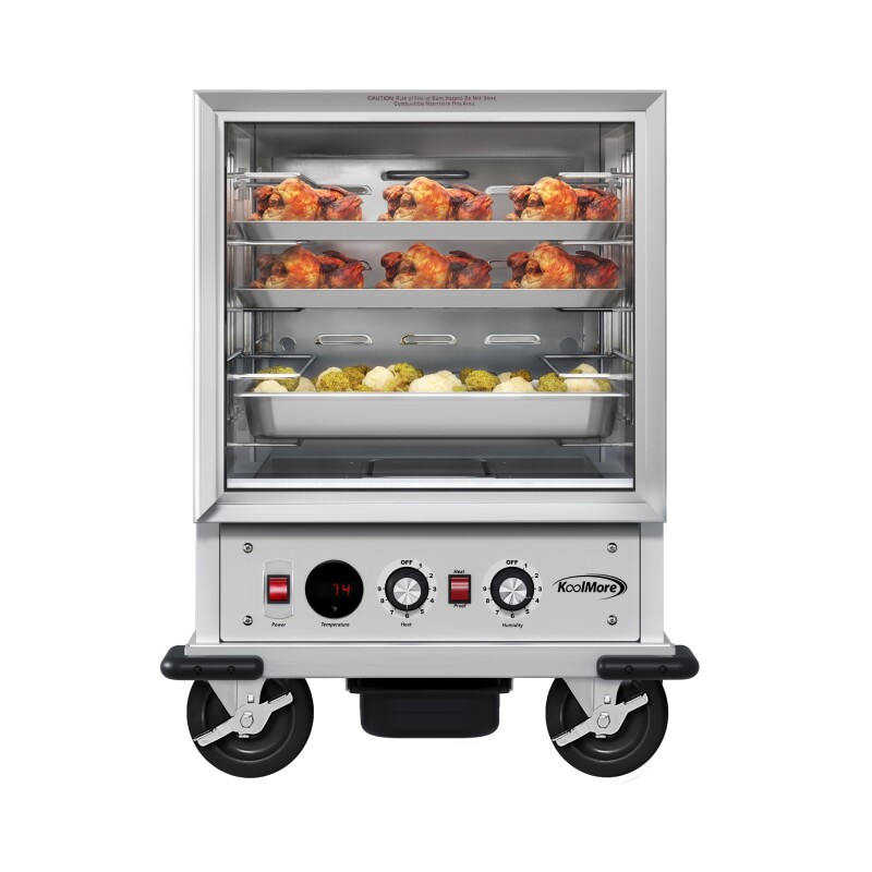 33 in. Commercial Half Size Non-Insulated 12-Pan Holding Cabinet with Wire Racks and Solid Dutch Doors in Silver KMCHP12WNGL