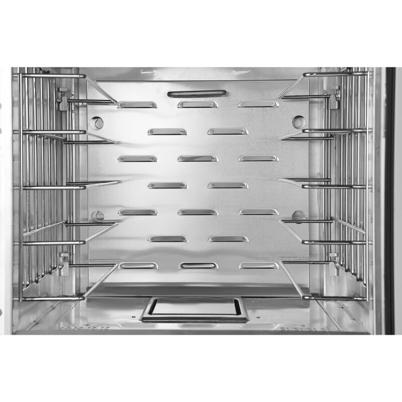 33 in. Commercial Half Size Non-Insulated 12-Pan Holding Cabinet with Wire Racks and Solid Dutch Doors in Silver KMCHP12WNGL, product image 7 of 11