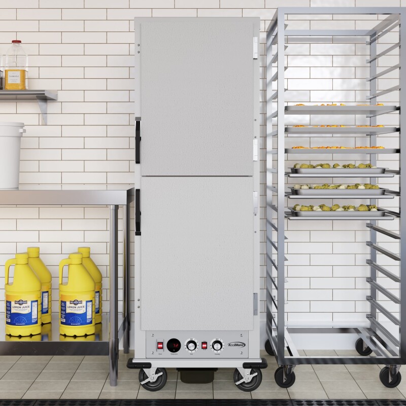 33 in. Commercial Insulated Heated Holding/Proofing Cabinet with 36-Pan Capacity and Solid Dutch Doors in Silver KMCHP36SIDD, product image 4 of 13