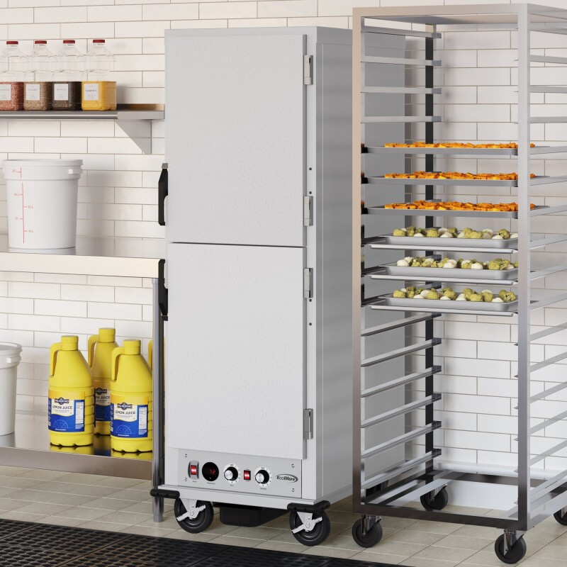 33 in. Commercial Insulated Heated Holding/Proofing Cabinet with 36-Pan Capacity and Solid Dutch Doors in Silver KMCHP36SIDD, product image 5 of 13