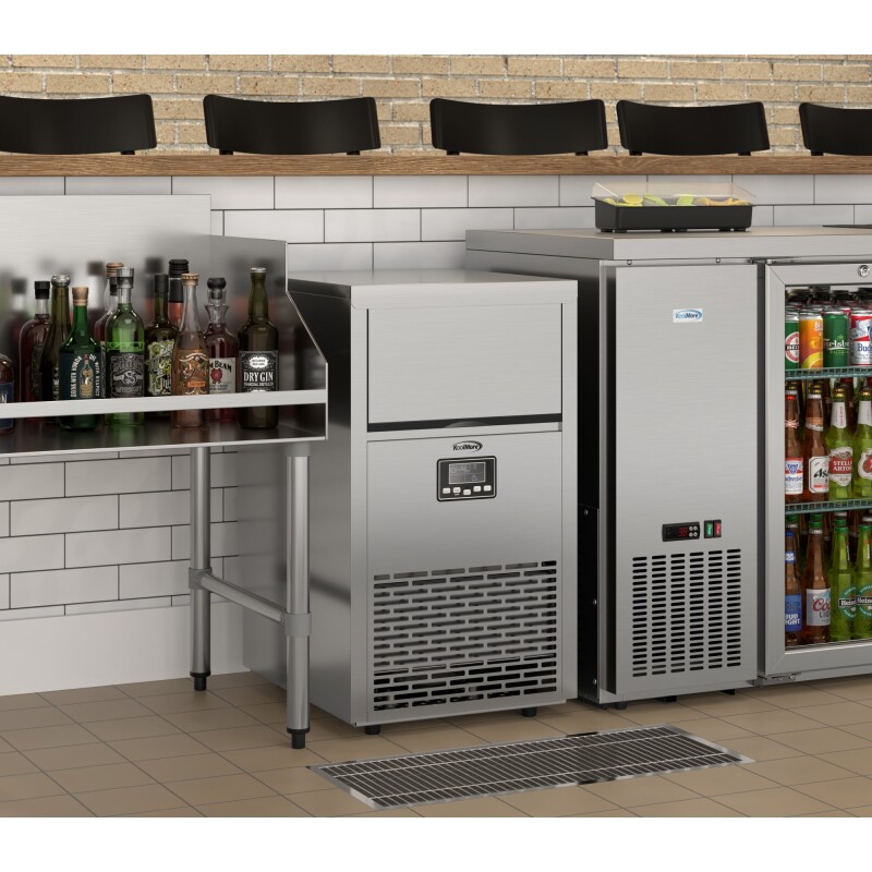 18 in. 100 lbs./24 hrs. Commercial & Residential Crescent Ice Maker with 30 lbs. of Storage Capacity in Stainless-Steel KMCIM100CRSS, product image 4 of 13
