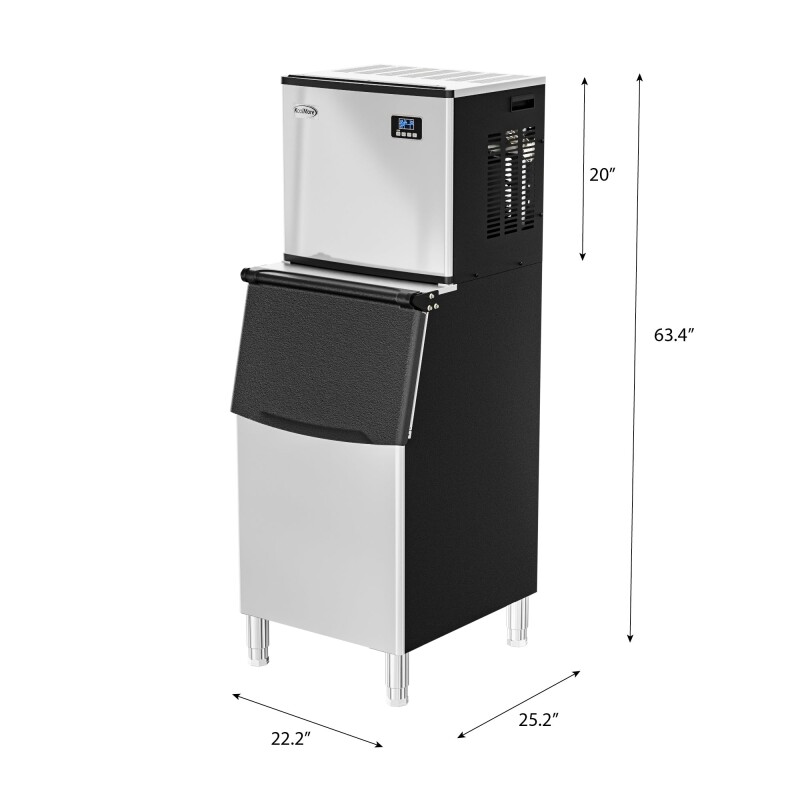 25 in. Stainless-Steel Commercial Ice Maker with Full Cube Production, 420 Lbs/24h KMCIM400, product image 6 of 13