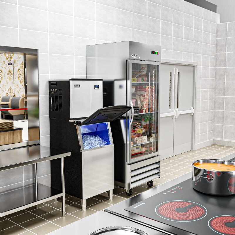 25 in. Stainless-Steel Commercial Ice Maker with Full Cube Production, 420 Lbs/24h KMCIM400, product image 9 of 13