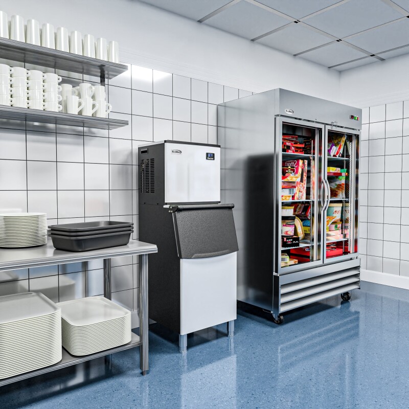 25 in. Stainless-Steel Commercial Ice Maker with Full Cube Production, 420 Lbs/24h KMCIM400, product image 10 of 13
