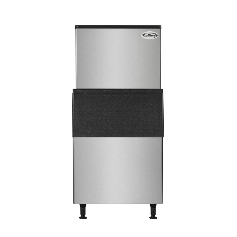 Commercial Ice Machine 500 lb/24hr, Air-Cooled, 375 lb Storage Bin, Freestanding, ETL Listed in Stainless-Steel and Black KMCIM500