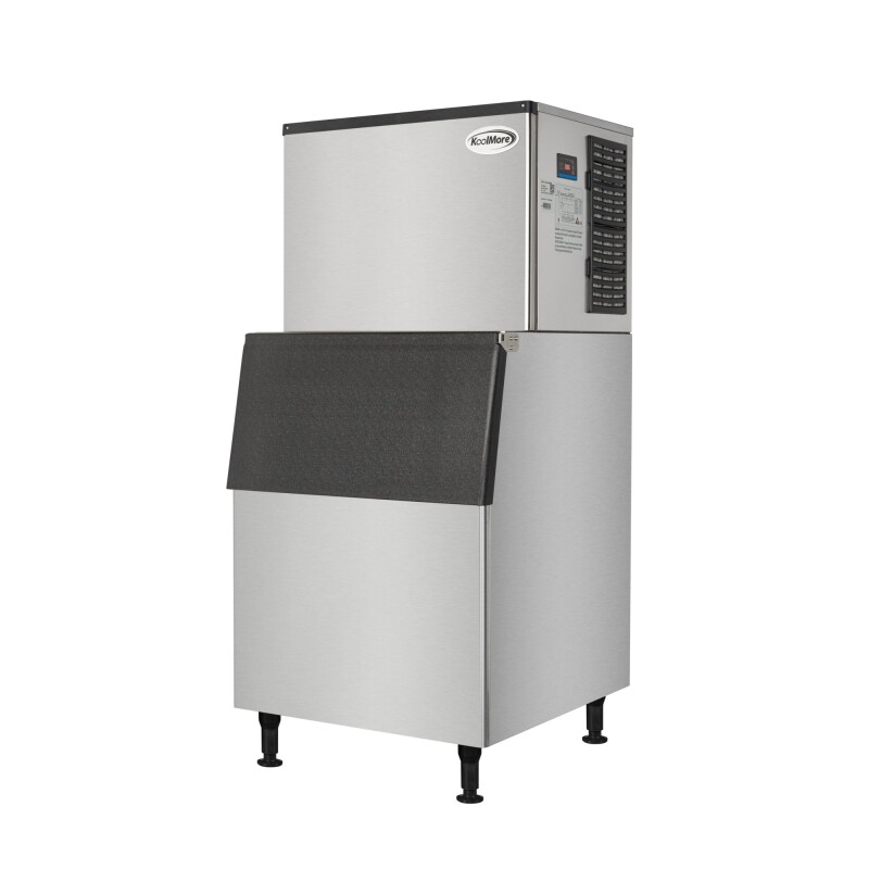 Commercial Ice Machine 500 lb/24hr, Air-Cooled, 375 lb Storage Bin, Freestanding, ETL Listed in Stainless-Steel and Black KMCIM500, product image 3 of 11
