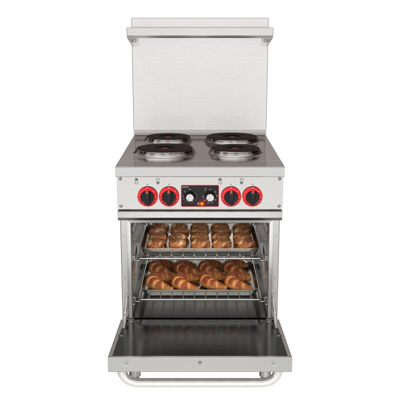 24 in. Commercial Electric Range with 4 Burners and 1 Standard Electric Oven in Stainless Steel - 208V 3-Phase KMCR24E