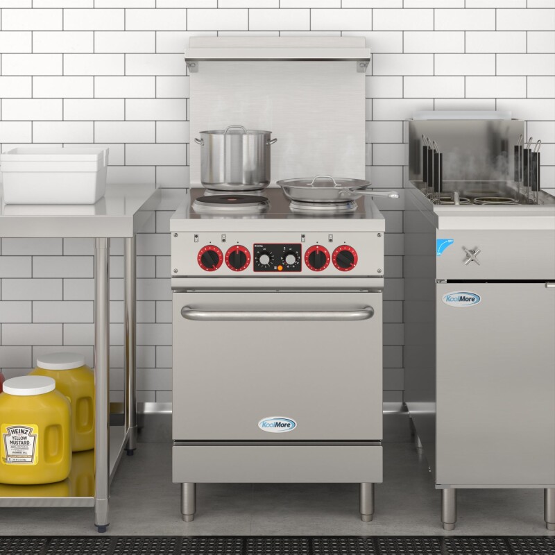 24 in. Commercial Electric Range with 4 Burners and 1 Standard Electric Oven in Stainless Steel - 208V 3-Phase KMCR24E