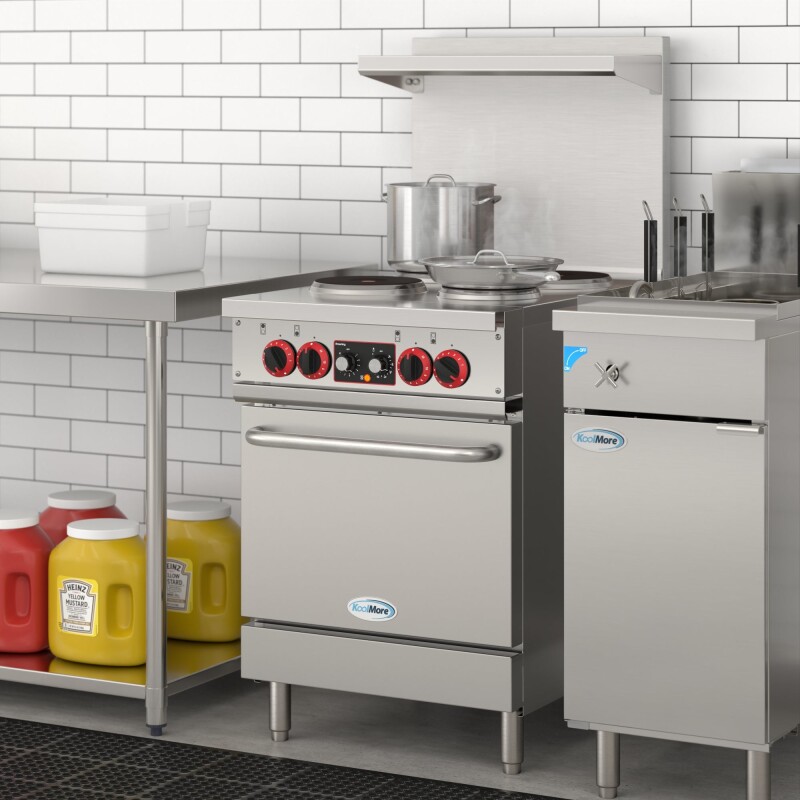 24 in. Commercial Electric Range with 4 Burners and 1 Standard Electric Oven in Stainless Steel - 208V 3-Phase KMCR24E
