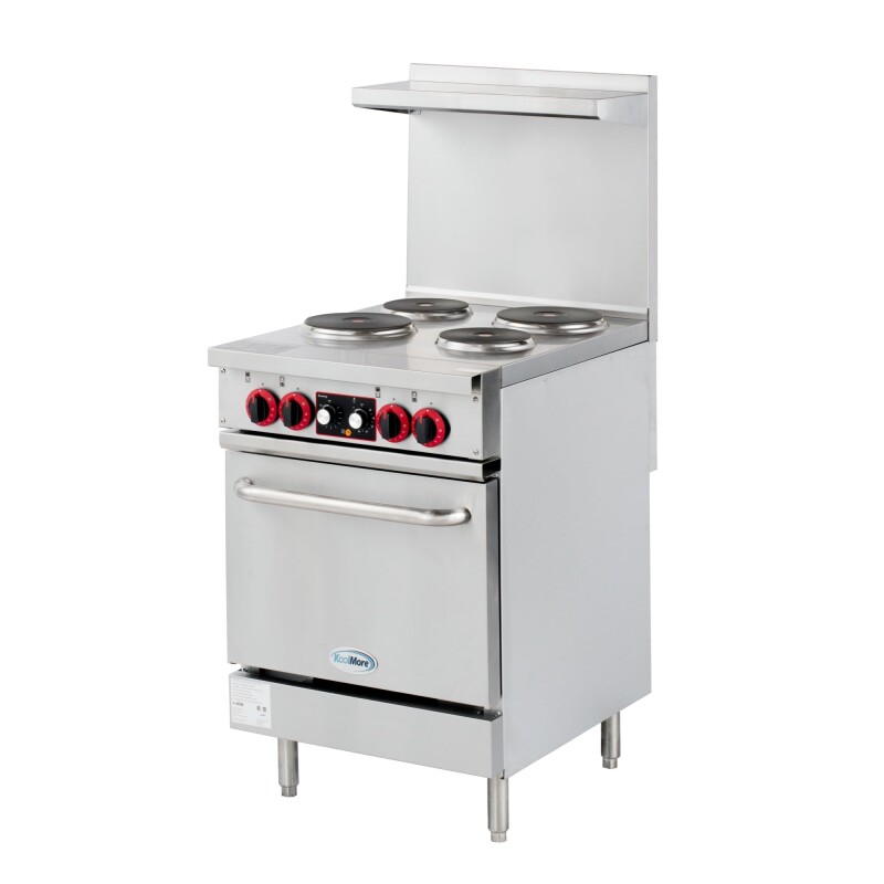 24 in. Commercial Electric Range with 4 Burners and 1 Standard Electric Oven in Stainless Steel - 208V 3-Phase KMCR24E