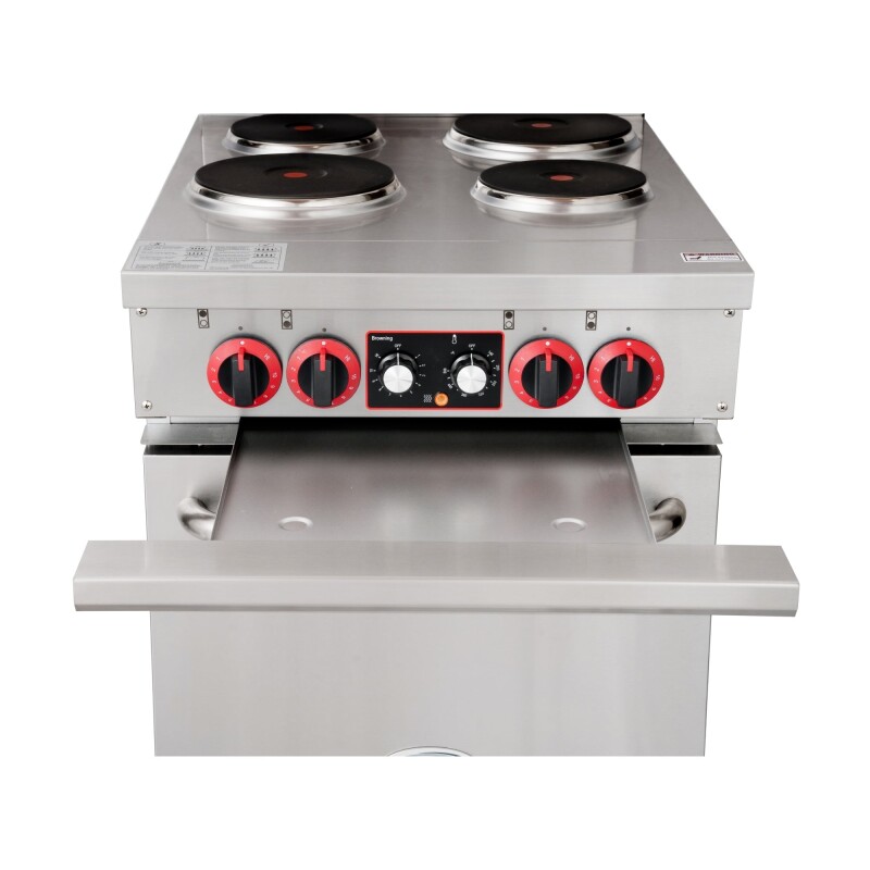 24 in. Commercial Electric Range with 4 Burners and 1 Standard Electric Oven in Stainless Steel - 208V 3-Phase KMCR24E