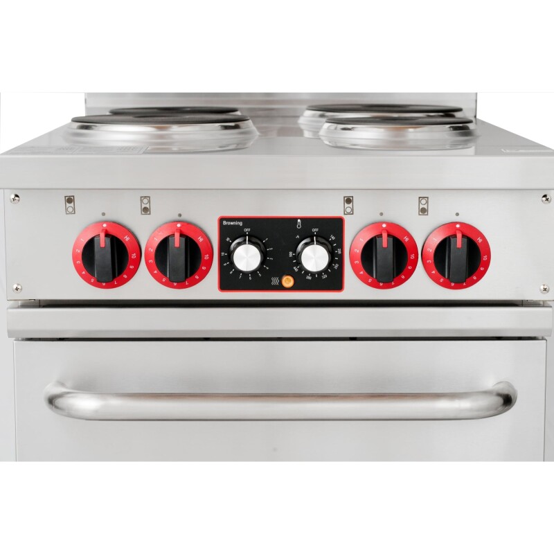 24 in. Commercial Electric Range with 4 Burners and 1 Standard Electric Oven in Stainless Steel - 208V 3-Phase KMCR24E