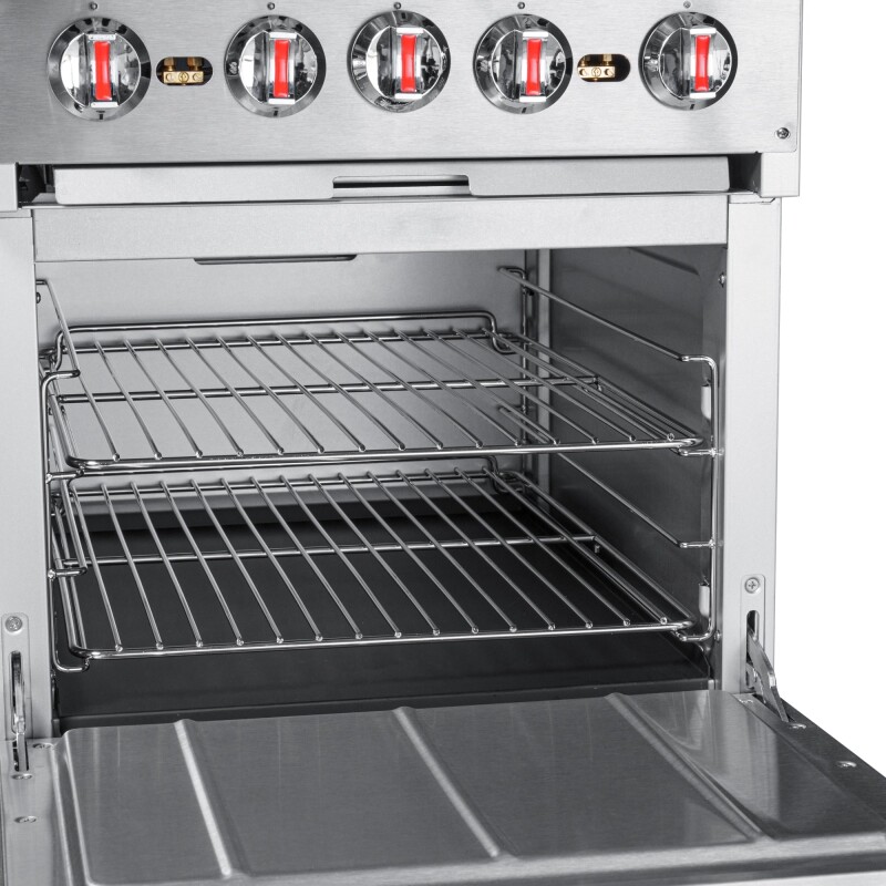 24 in. 4 Burner Commercial Liquid Propane Range with Oven in Stainless-Steel KMCR24LP, product image 8 of 12