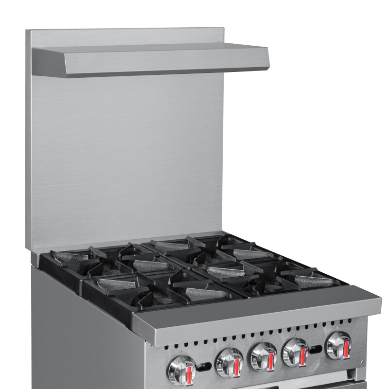24 in. 4 Burner Commercial Natural Gas Range with Oven in Stainless-Steel KMCR24NG