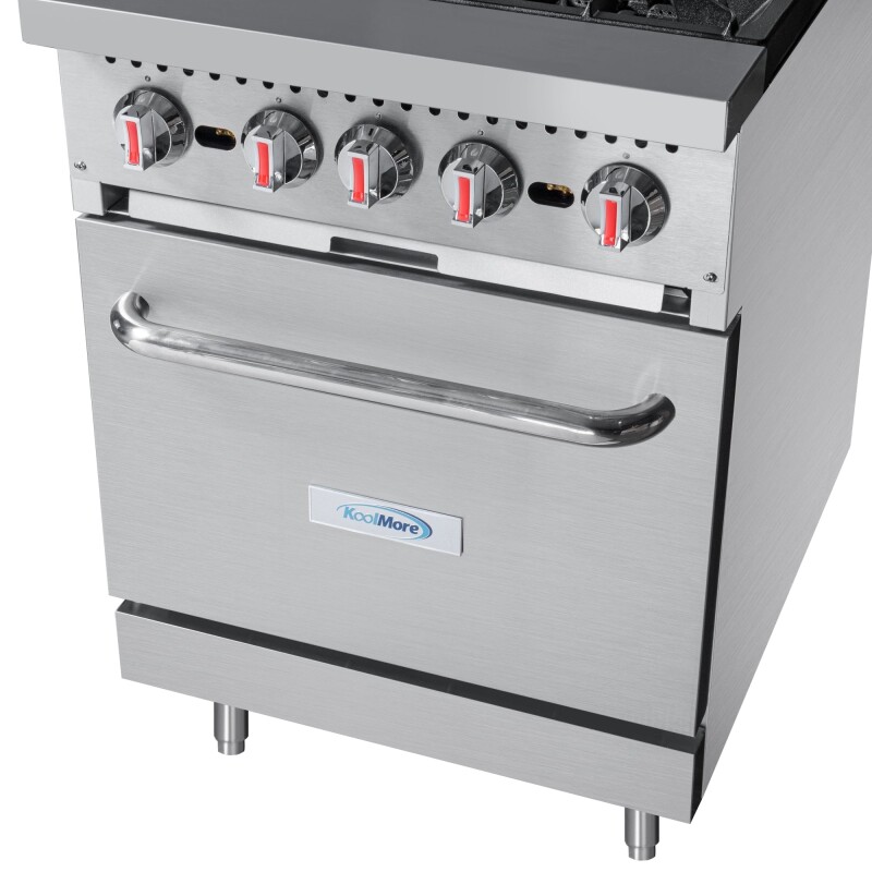 24 in. 4 Burner Commercial Natural Gas Range with Oven in Stainless-Steel KMCR24NG