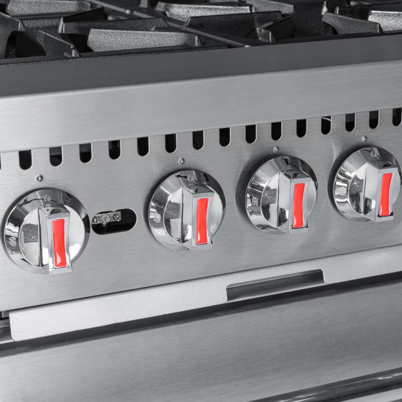 24 in. 4 Burner Commercial Natural Gas Range with Oven in Stainless-Steel KMCR24NG