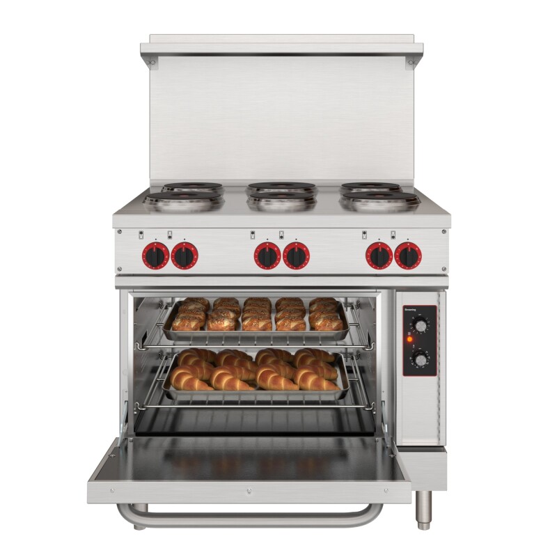36 in. Commercial Electric Range with 6 Burners and 1 Standard Electric Oven in Stainless Steel - 208V 3-Phase KMCR36E