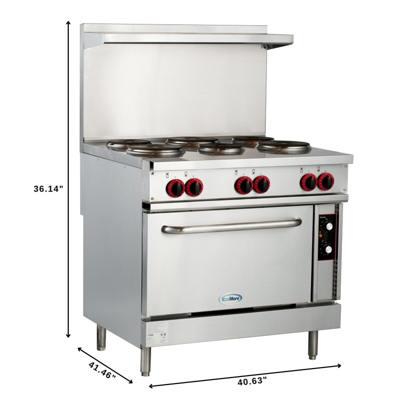 36 in. Commercial Electric Range with 6 Burners and 1 Standard Electric Oven in Stainless Steel - 208V 3-Phase KMCR36E