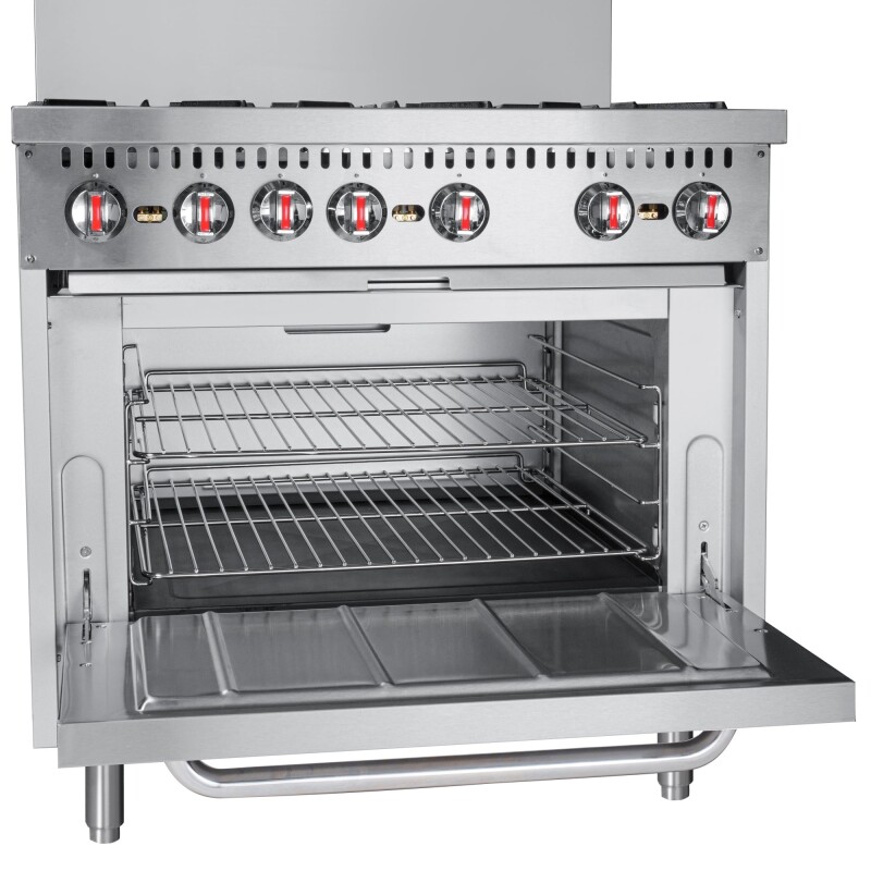 36 in. 6 Burner Commercial Liquid Propane Range in Stainless-Steel KMCR36LP