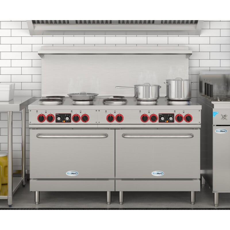 60 In. Commercial Electric Range with 10 Burners and 2 Standard Electric Ovens in Stainless Steel - 208V 3-Phase KMCR60E