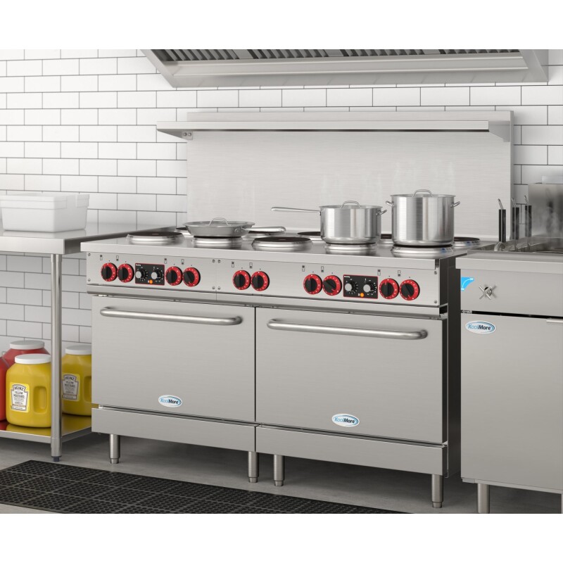 60 In. Commercial Electric Range with 10 Burners and 2 Standard Electric Ovens in Stainless Steel - 208V 3-Phase KMCR60E