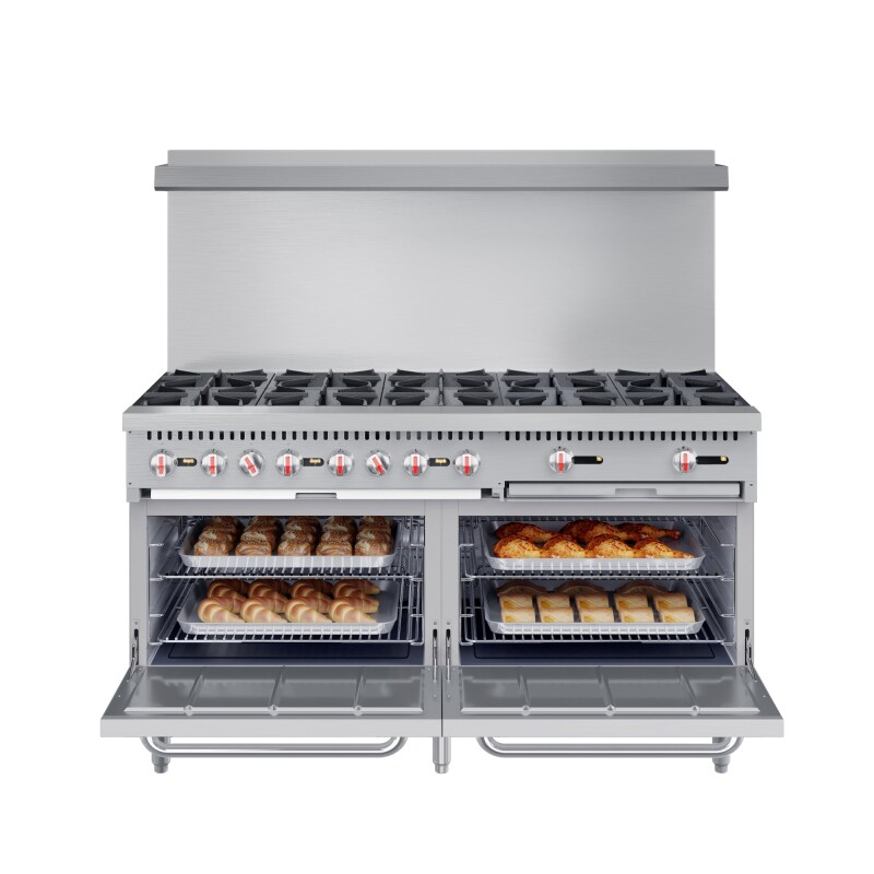 60 in. 10 Burner Commercial LP Range with Oven in Stainless-Steel KMCR60LP