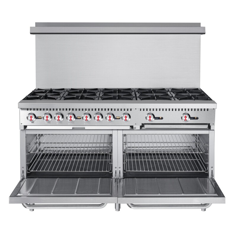 60 in. Commercial 10 Burner Natural Gas Range in Stainless-Steel KMCR60NG