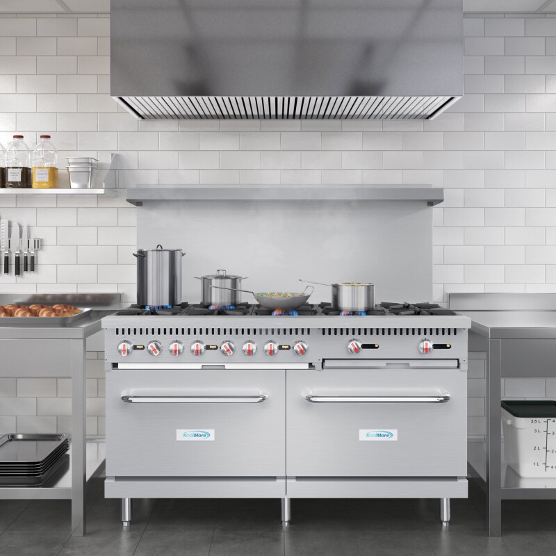 60 in. Commercial 10 Burner Natural Gas Range in Stainless-Steel KMCR60NG