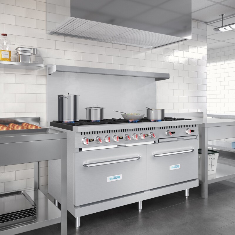 60 in. Commercial 10 Burner Natural Gas Range in Stainless-Steel KMCR60NG